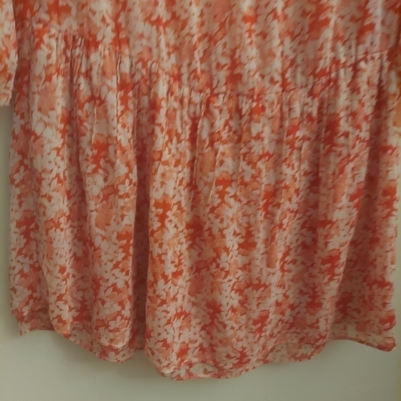 ZARA Orange Floral Drop Waist Ruffle Lightweight Boho Dress - Picture 9 of 14